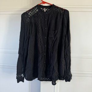 FREE PEOPLE Women's Size XS Button Down with Crochet Panel